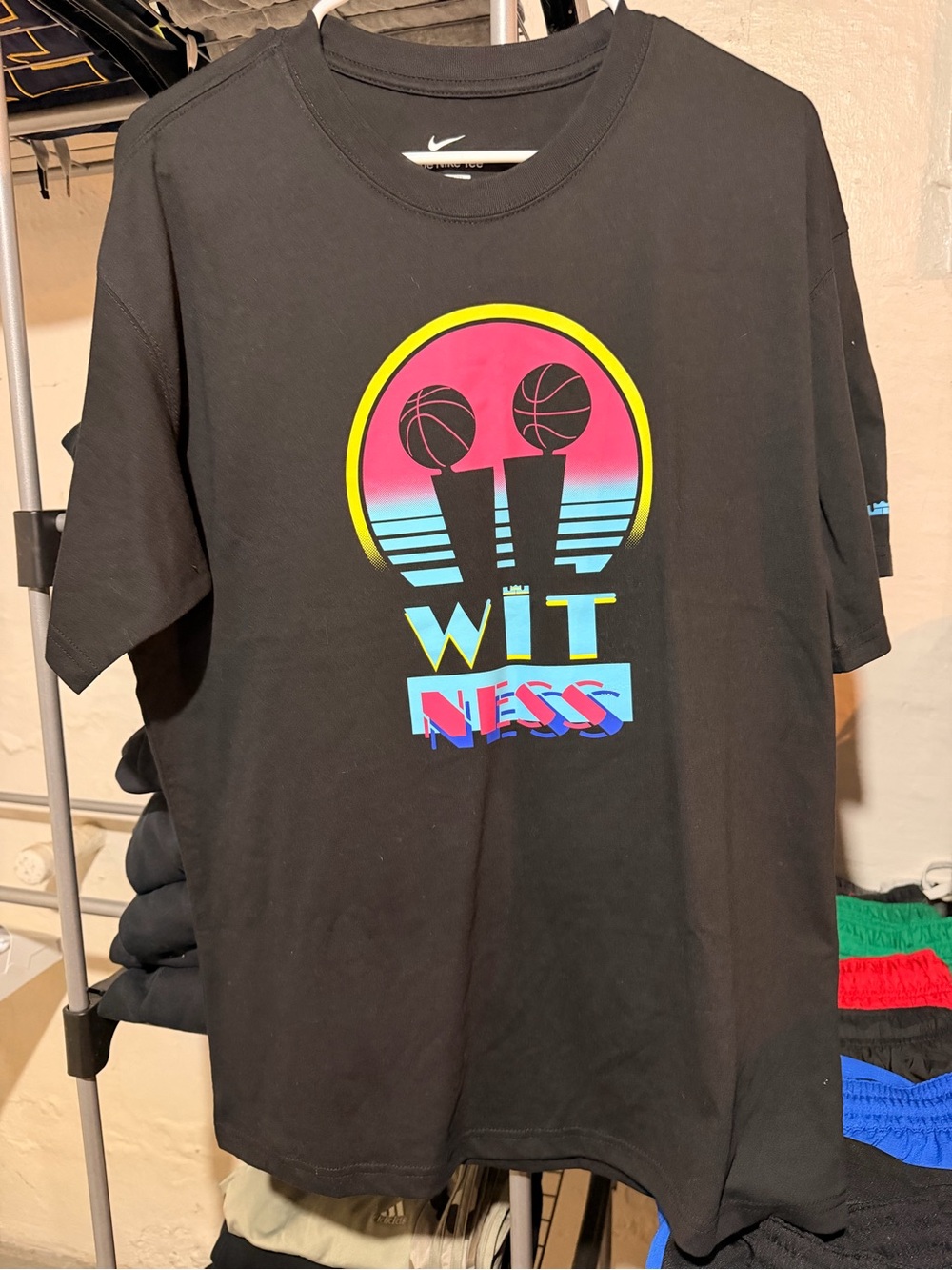 Nike Black WITNESS Graphic Short Sleeve Tee with Neon Logo